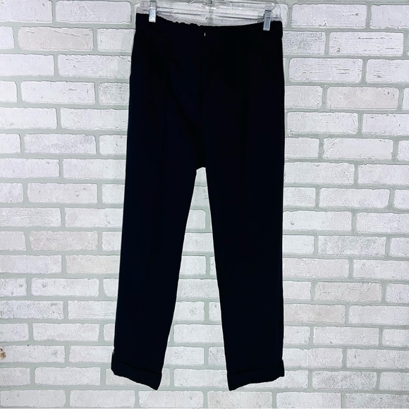 Maeve by Anthropologie Pintuck Tapered Leg Cuffed Black Trousers Size 8 - Picture 3 of 11